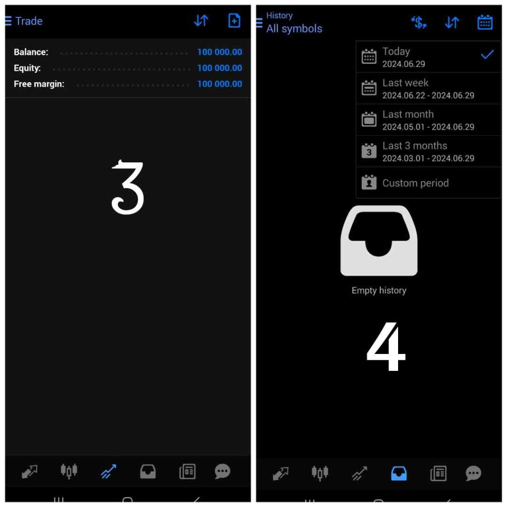 History and Trades Window in MetaTrader 4